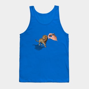 Roaring Lion  Drawing by a hand Tank Top